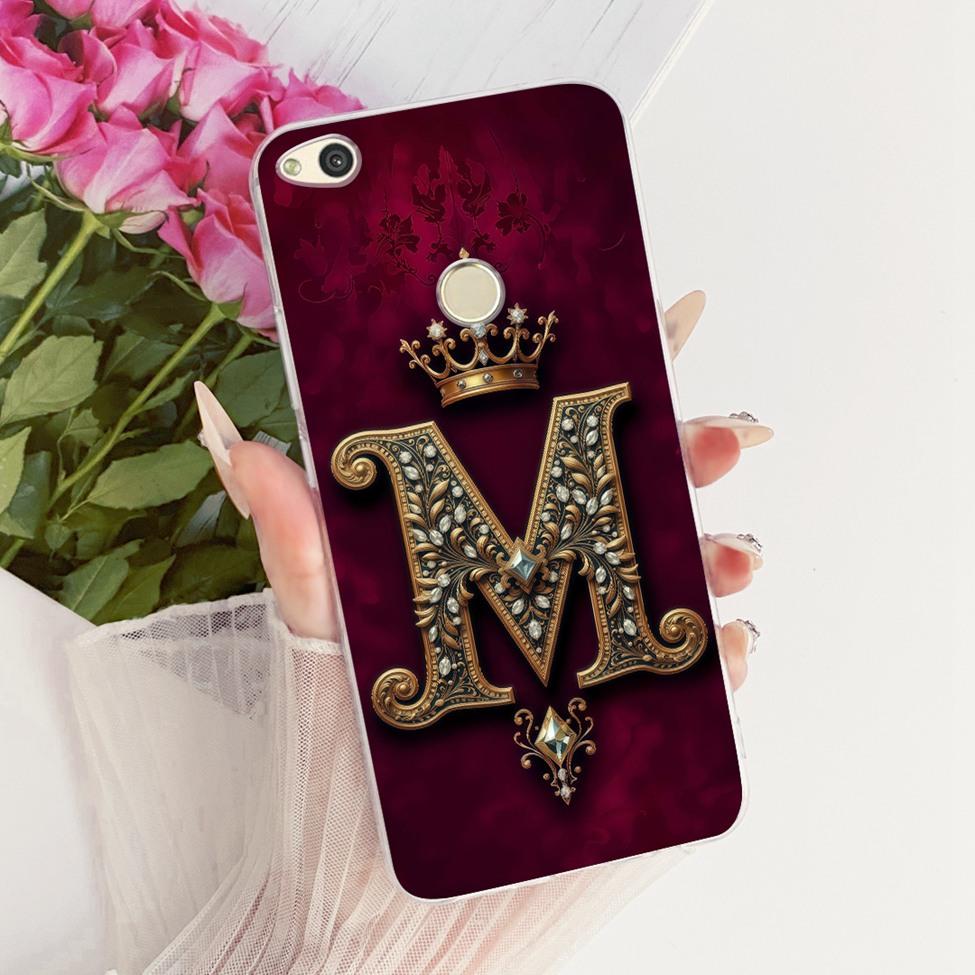 Clear For Huawei P8 Lite 2017 Case Luxury Crown Fashion A-Z Letters 2D Flat Pattern Soft Casing For Huawei PRA-LA1 PRA-LX1 Cover