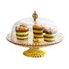 European Style Amber Pedestal Fruit and Cake Plate with Lid