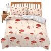 Red Cartoon Mushroom Three-Piece Quilt Cover Digital Printing Bedding Set Bed Cover