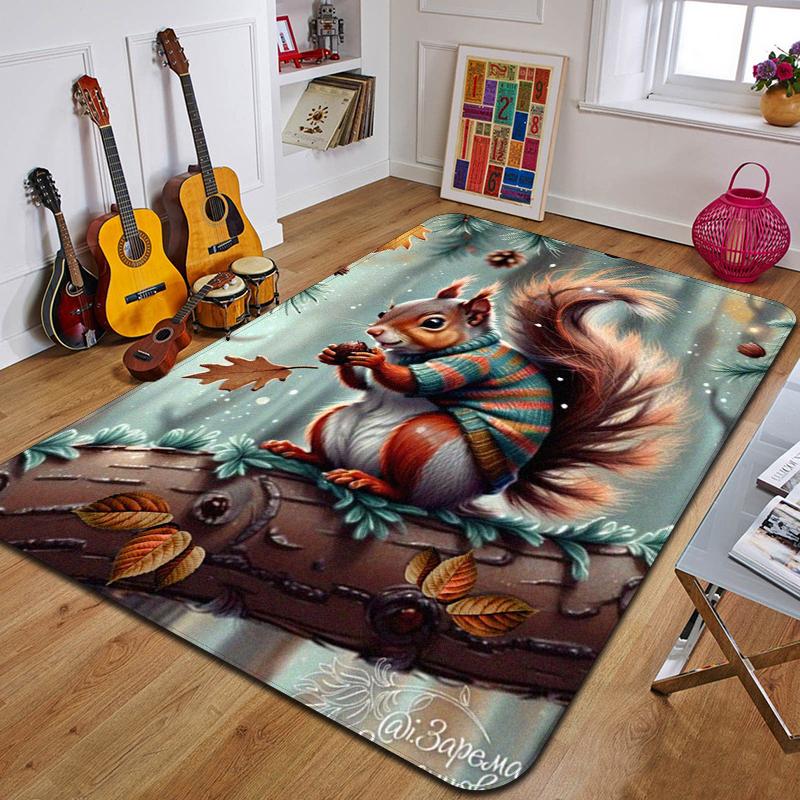 S-squirrel Printed Carpet Fashion Yoga Mat Non-Slip Carpet Bedroom Decoration Outdoor Carpet Bedroom Birthday Gift