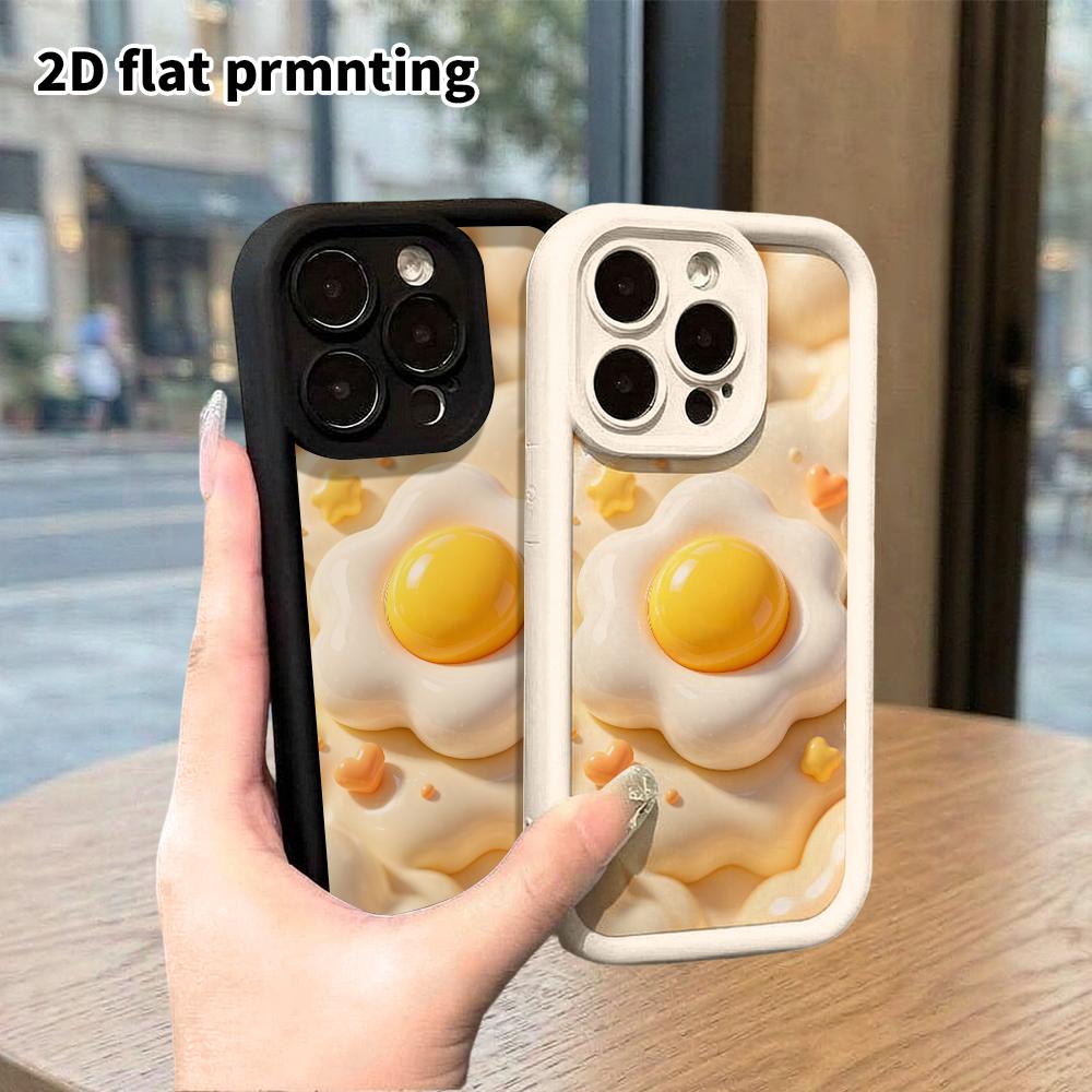 Чехол для телефона: Плоский 2D дизайн, подходящий для защитного чехла iPhone 18 17 16 15 14 13 Pro, цветочное жареное яйцо, идеальный подарок на Рождество и Хэллоуин