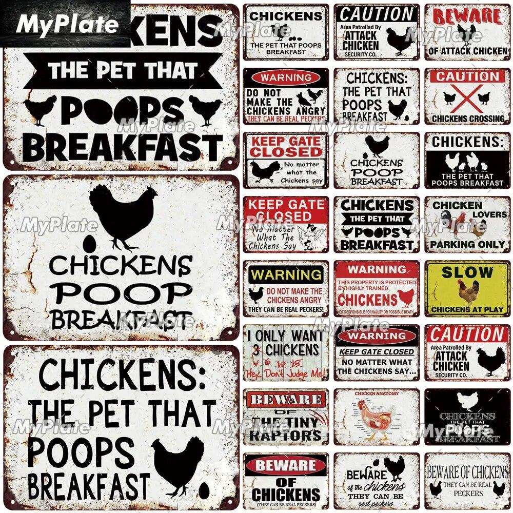 Vintage Chickens Slow Metal Sign Tin Sign Decoration Plaque Home Wall Decor Bar Sign Home Decor Poster Drop Shipping