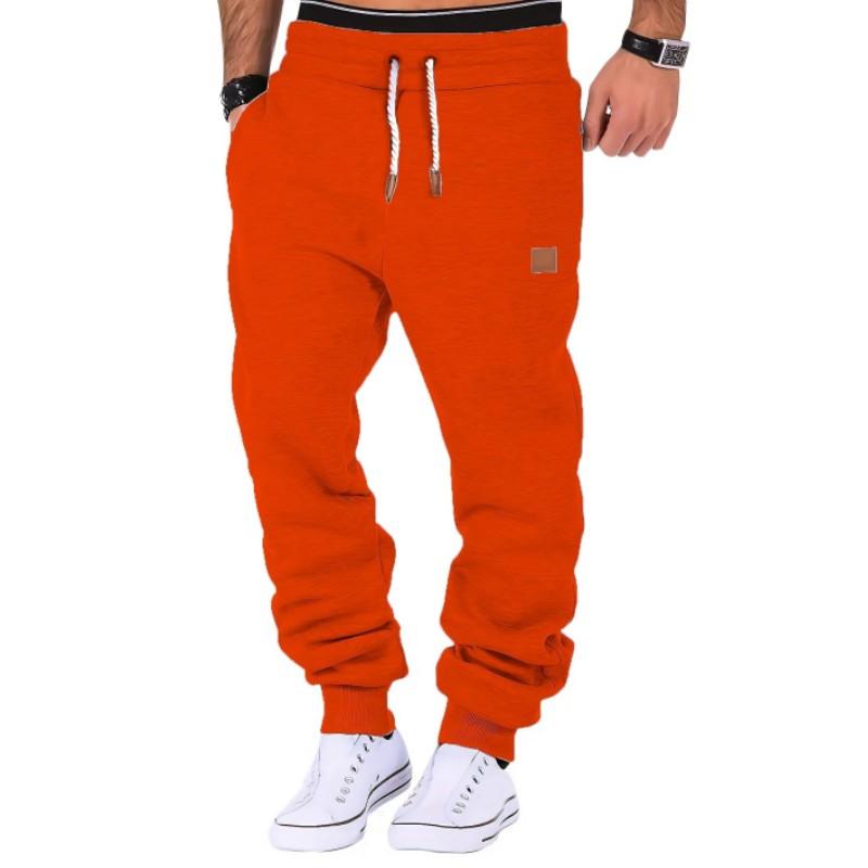 Men's Autumn Hip-Hop Loose Casual Long Pants Mid-Waist Fleece-Lined Sports Pants