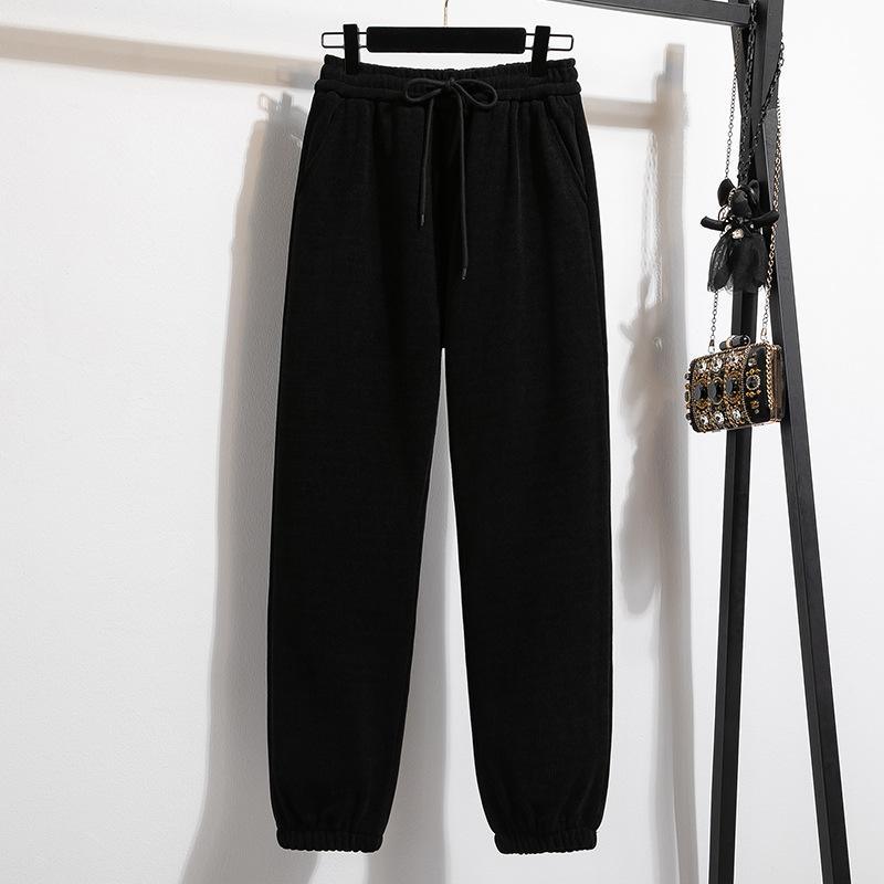 Спортивные штаны детские большого размера зимние новые свободные драпированные завязанные ноги повседневные бархатные теплые