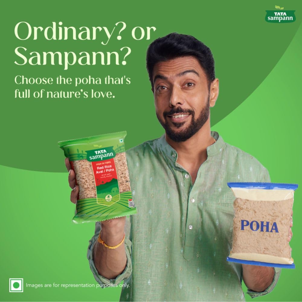 Tata Sampann Red Rice Poha Flakes High Dietary Fiber Healthy Breakfast 500 g