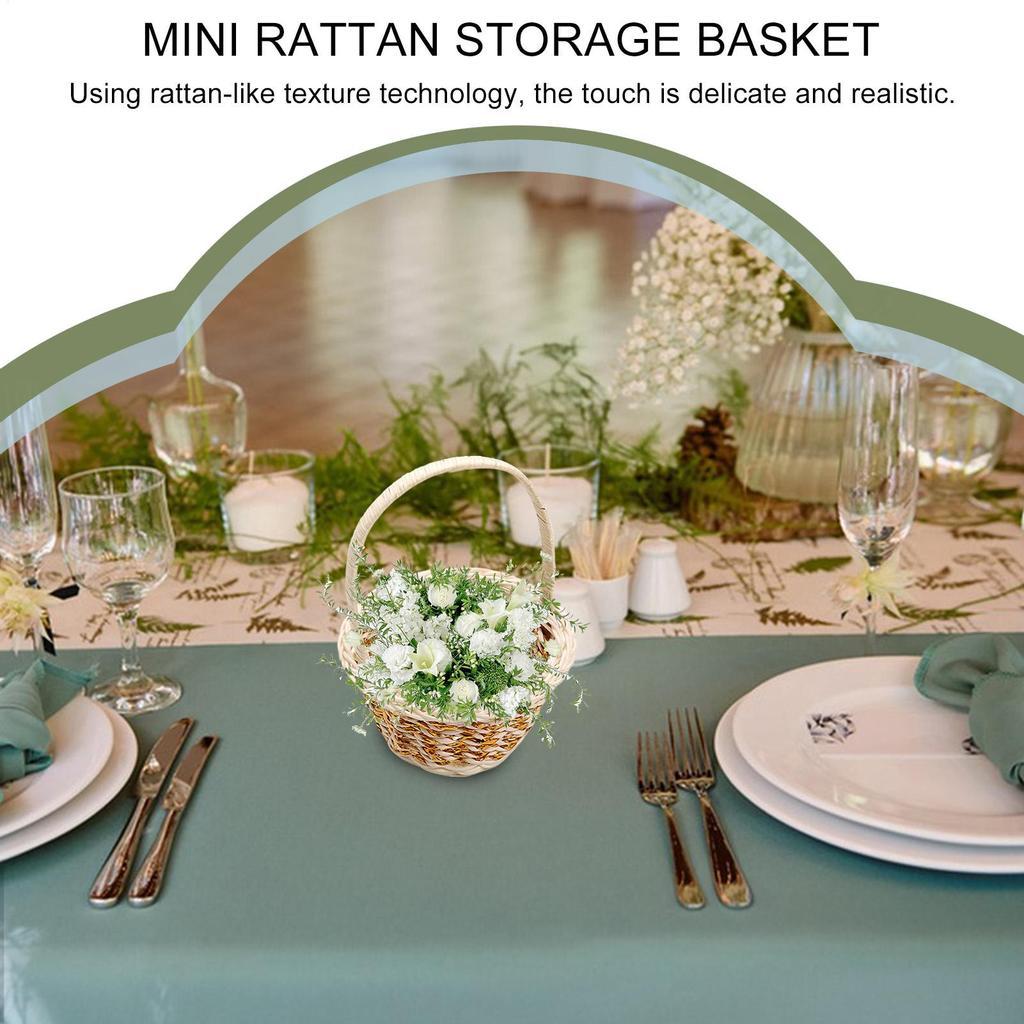 Mini rattan Flower basket handmade Imitation woven storage basket decoration ornament photography prop for home Wedding Party