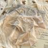 Plus Size Ladies Premium Ice Silk Lace Sexy Sweet Mesh Mid Waist Panties