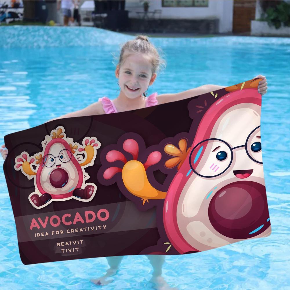 Cairtoon Avocado Microfiber Blanket Quick Drying Beach Towels Oversized Printing Super Absorbent Pool Towel Blanket