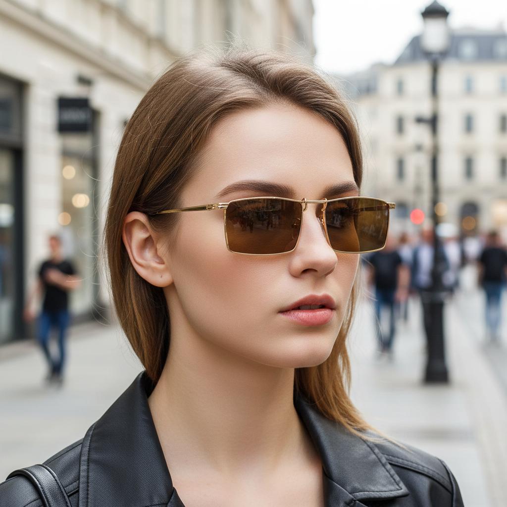 Rectangular Small Frame Sunglasses - Business, Fashion, Retro Style - Uv-protective Sunglasses2540