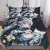 Милый Аниме Девушка Пододеяльник Комплект King Size 220x240см 3шт Моющийся Микрофибра Мультяшный Комплект Постельного Белья Мягкое Одеяло Чехол для Одеяла