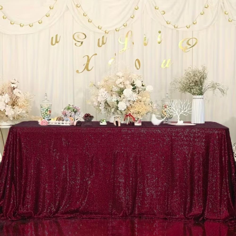 Rectangular Party Sequin Tablecloth Solid Color Table Decoration Dinner Table Cover Baby Shower