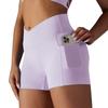 Women's Summer Cross V Waist Pocket Fitness Yoga Shorts Exercise Three Pants