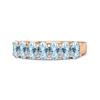 Blue Topaz Oval Half Eternity Band Ring - Sterling Silver Rose Gold Vermeil