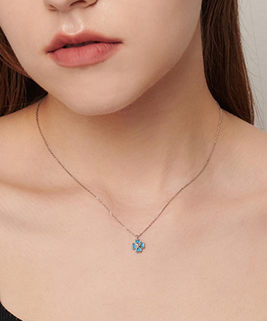 Loveenb [14K Gold] Turquoise Clover Necklace