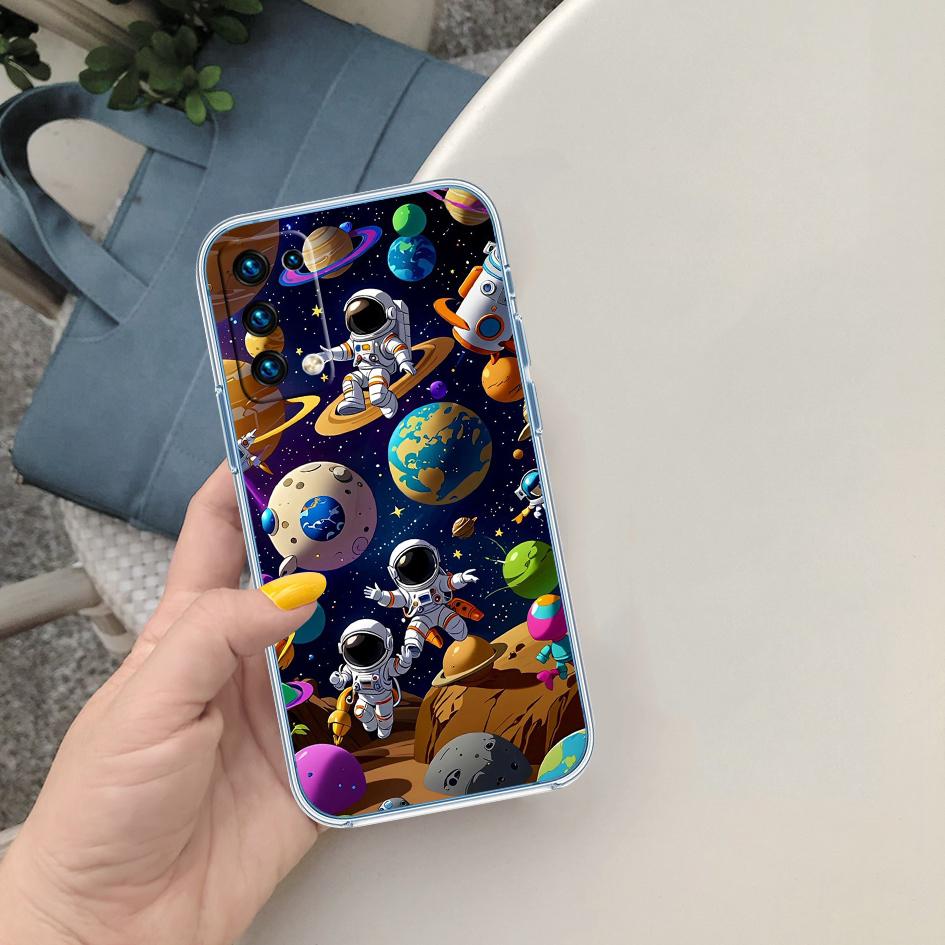 PP7 Космический Астронавт Луна Мягкий Прозрачный Чехол для Телефона для Motorola Moto G7 G8 G9 G84 G85 G73 G24 G15 Z2 Play Power Plus