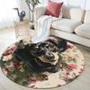 Dachshund and Flowers pattern round rug,Carpet Rug for Living Room Bedroom  Playroom ,Non-slip Floor Mat,Holiday Gifts and Birthday Gifts.