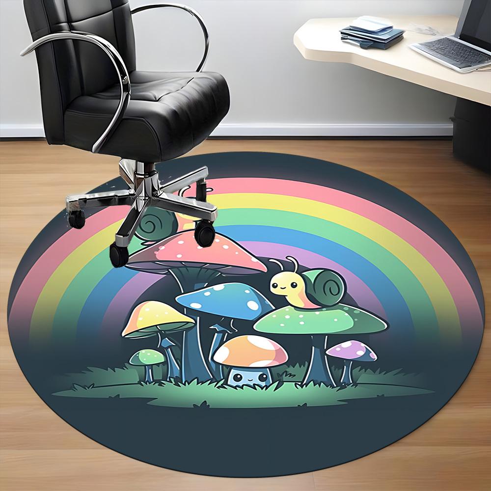 1pc Mushroom Snail Office Round Area Rug, Under Office Chairs Bedroom Living Room Home Decor, Room Deco, Available in Various Sizes 166