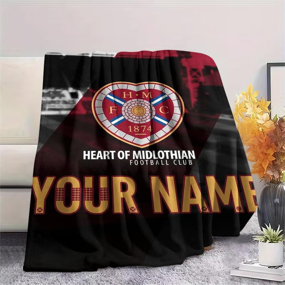 1PC Custom Name Heart of Midlothian Patterned Flannel Blanket Suitable For All Seasons for Home Decor Warmth and Comfort Gifts Holiday Present