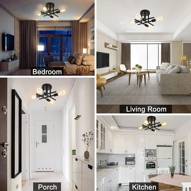 Semi Flush Mount Modern Chandelier Close To Ceiling Lighting Black Ceiling Light Fixture