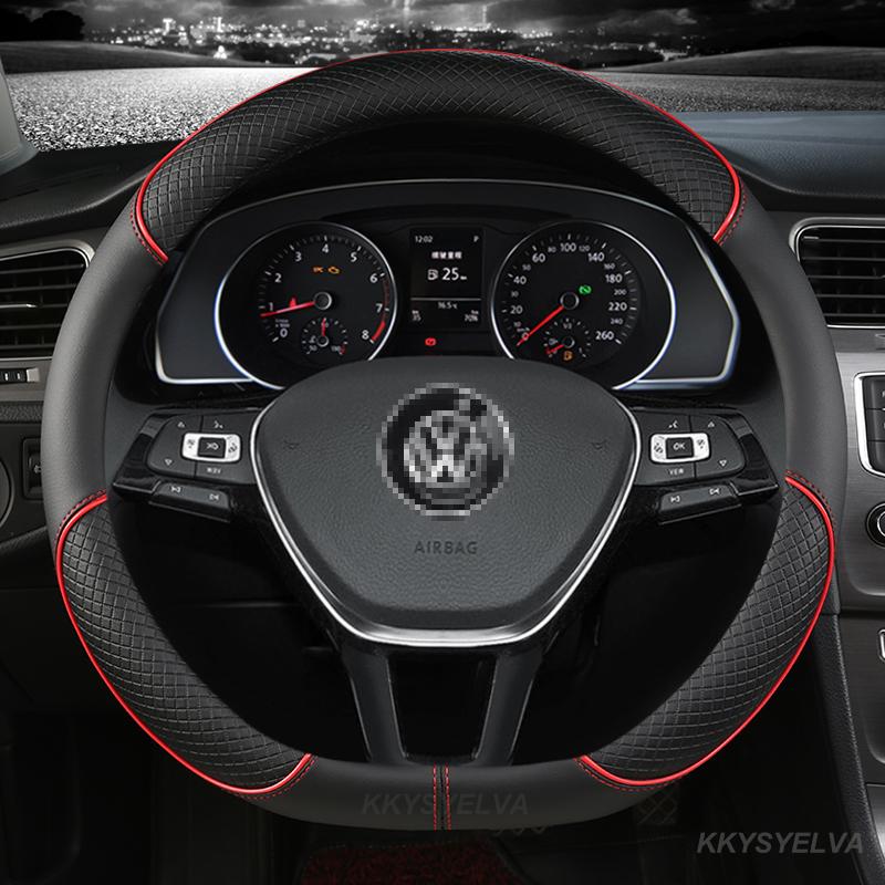 Чехол на руль автомобиля 38 см из искусственной кожи для VW Sharan Passat Caddy Touran Tiguan Golf Polo Teramont Atlas T-Roc