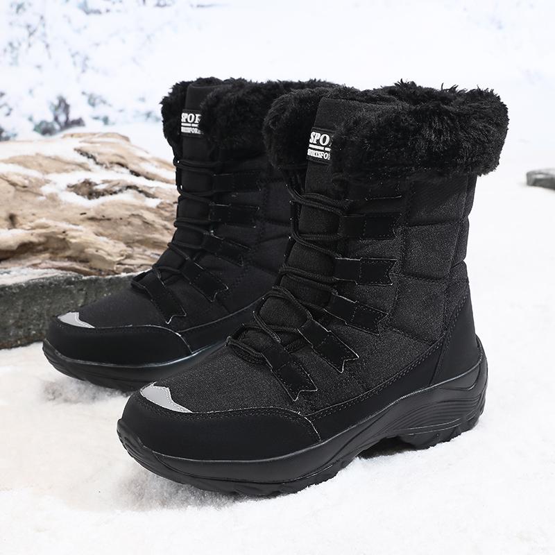 Женская зимняя обувь Новая модная зимняя обувь Теплая хлопковая обувь Толстая подошва Высокое качество Плюшевые Повседневные Короткие ботинки 36-42