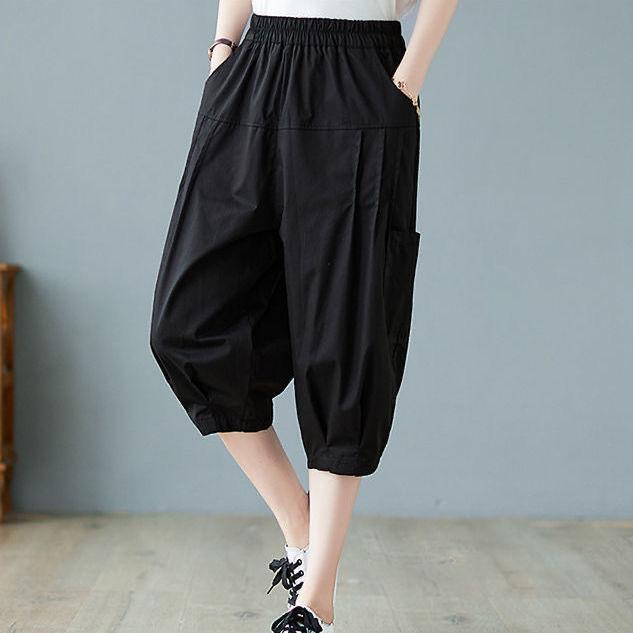 Женские летние литературные брюки большого размера из хлопка и льна, повседневные, свободные, с высокой талией, утягивающие, универсальные, в корейском стиле, с семью точками, шаровары