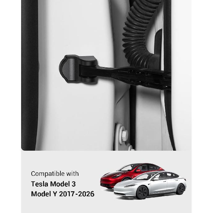 BASENOR 2026 2025 Tesla Model Y Juniper Model 3 Door Lock Cover Protector [Carbon Edition] [No Tape Requried], Door Striker Latches Stopper Covers
