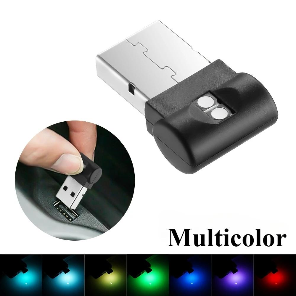 Автомобильный мини-USB, многоцветный, регулируемый цвет, декоративная подсветка, мягкий свет, атмосферная лампа