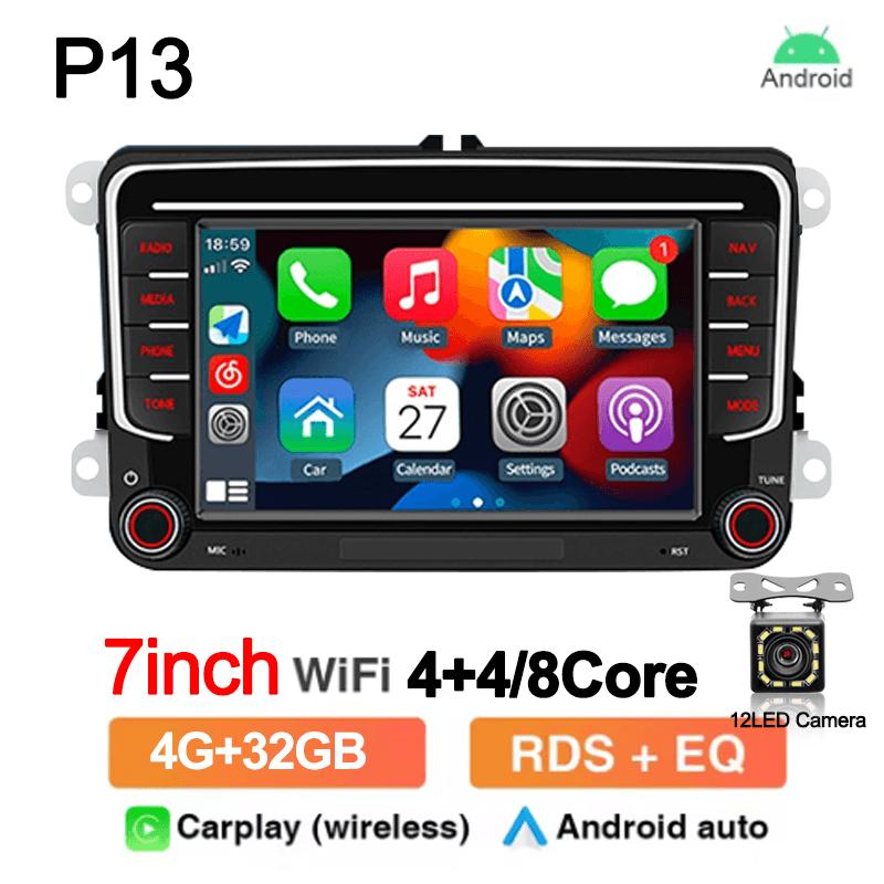 Android13 2Din Автомагнитола 8 ядер 64 ГБ Мультимедийный плеер GPS Беспроводной CarPlay Для VW Volkswagen Skoda Octavia Golf 5 6 Passat B6 Po