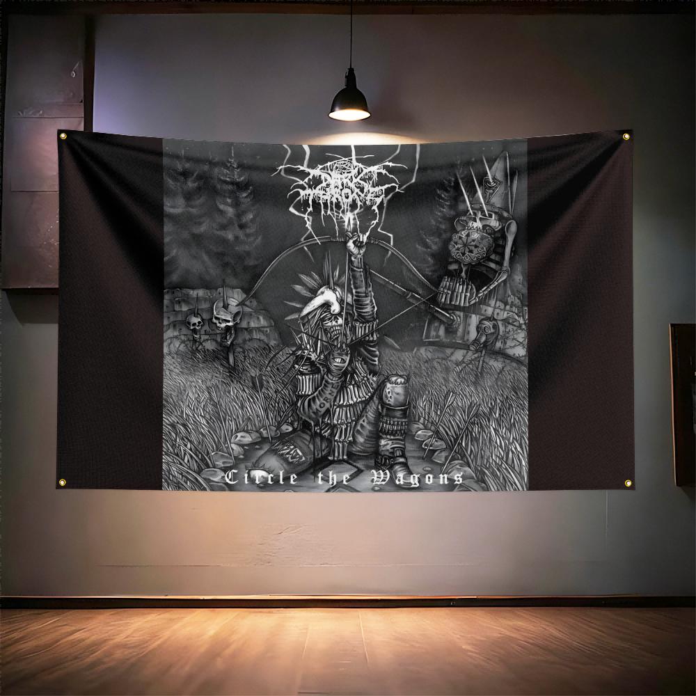 Флаг Рок-музыки 3x5 футов Для фанатов Darkthrone Баннер HD Печать Латунные люверсы Декор стены гаража, спальни, гостиной, общежития Гобелен