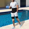Men's Clothing Set, Summer Short Sleeved Shorts Two-piece Set, 3D Printed Contrasting Color Casual Sports Set, Men's