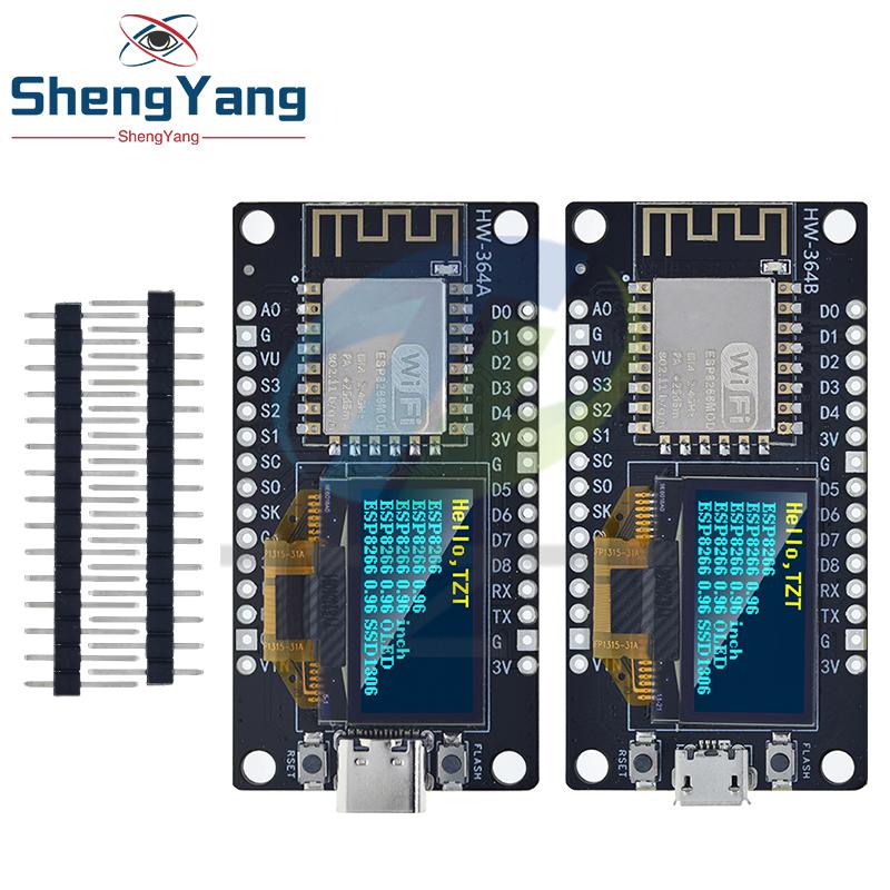 TZT 1 шт. Плата разработки NodeMCU ESP8266 с 0,96-дюймовым OLED-дисплеем CH340G Модуль ESP-12F USB TYPE-C Для Arduino/Micropython