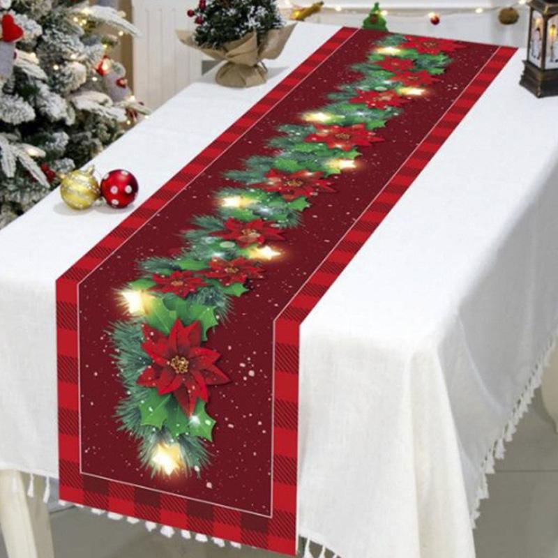 Модная новогодняя скатерть, дорожка для стола, чехол с флагом, рождественские подарки, рождественский декор