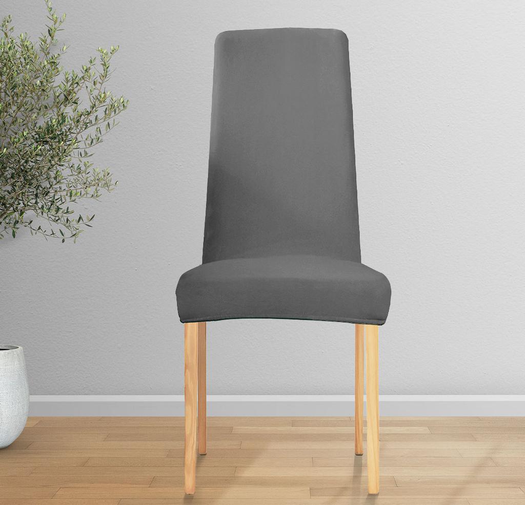 Cover For Chair Narrow Backrest Velvet Plush Thick Dark Gray