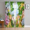 Animal Cartoon Group Tulle Sheer Curtains for Living Room Decoration Curtain for the Room Bedroom Kitchen Voile Organza Curtains