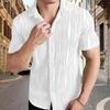 Мужская повседневная дышащая однотонная рубашка с короткими рукавами