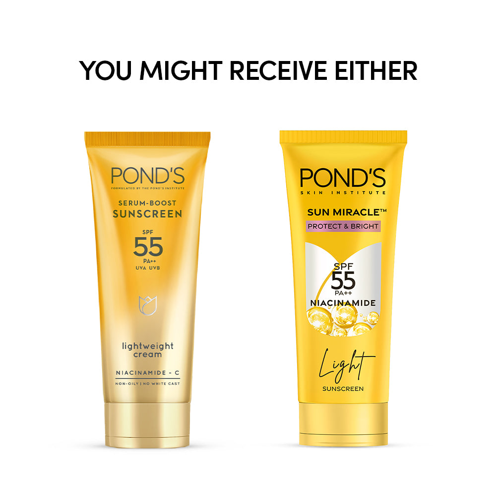 POND'S Солнцезащитный крем-сыворотка SPF 50 Ниацинамид-C 50 г Для пигментных пятен, удаления загара, сияющей кожи, нежирная легкая защита для лица