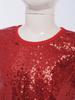 Girls Sparkling Sequin Crop Top Round Neck and Short Sleeves for Hip Hop Dance Costume