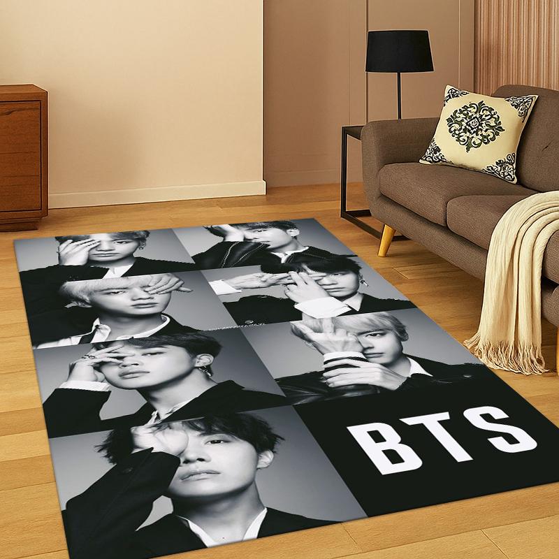 Модный мягкий ковер B-BTS Kpop для спальни, гостиной, дивана, нескользящий ковер для детей, уютный напольный коврик, прикроватный коврик, декор для дома