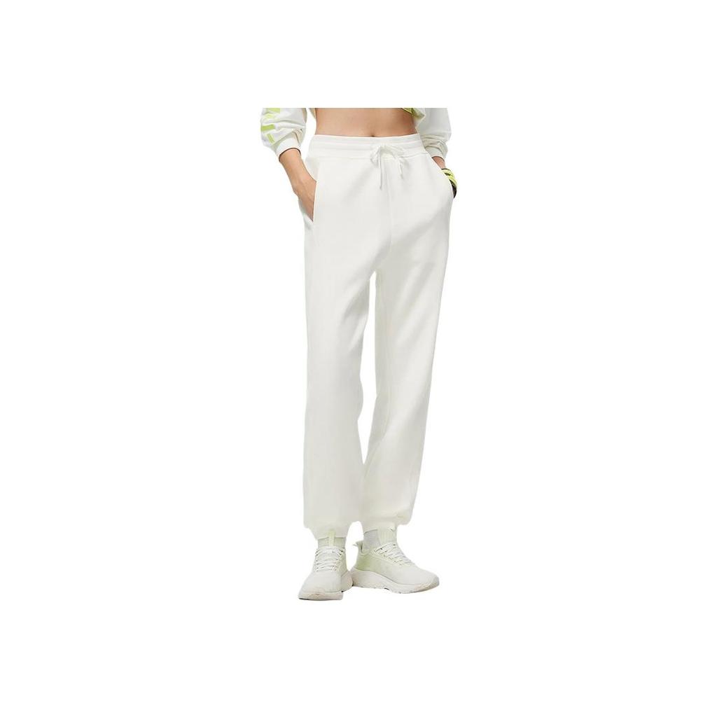 Li Ning Fitness Series однотонные зауженные трикотажные спортивные брюки женские плавки цвета слоновой кости AKLTB18-2