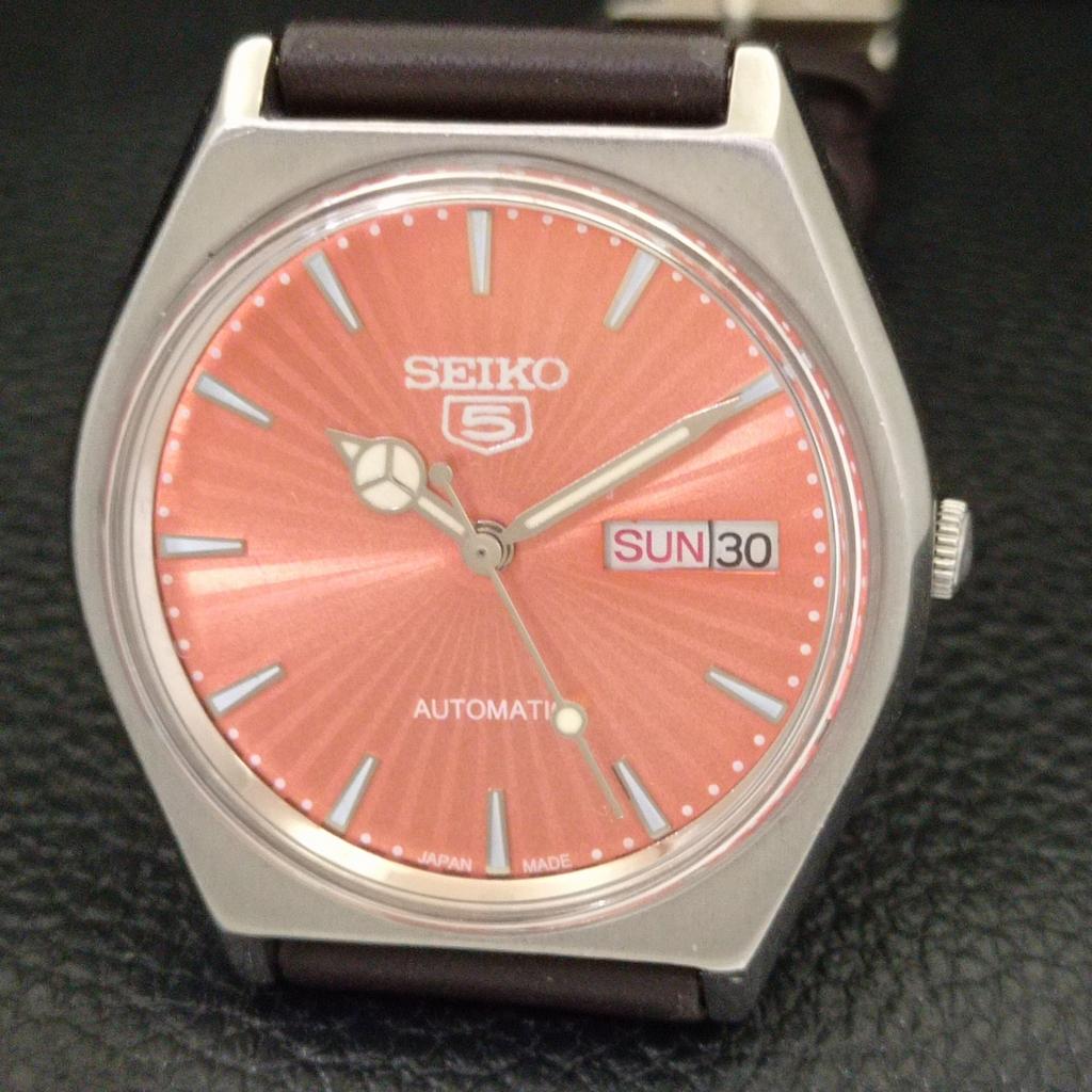 ЯПОНИЯ ВИНТАЖ SEIKO 5 АВТОМАТИЧЕСКИЕ 6309A МУЖСКИЕ ЧАСЫ ПЕРСИКОВОГО ЦВЕТА ЦИФЕРБЛАТ a701466-5
