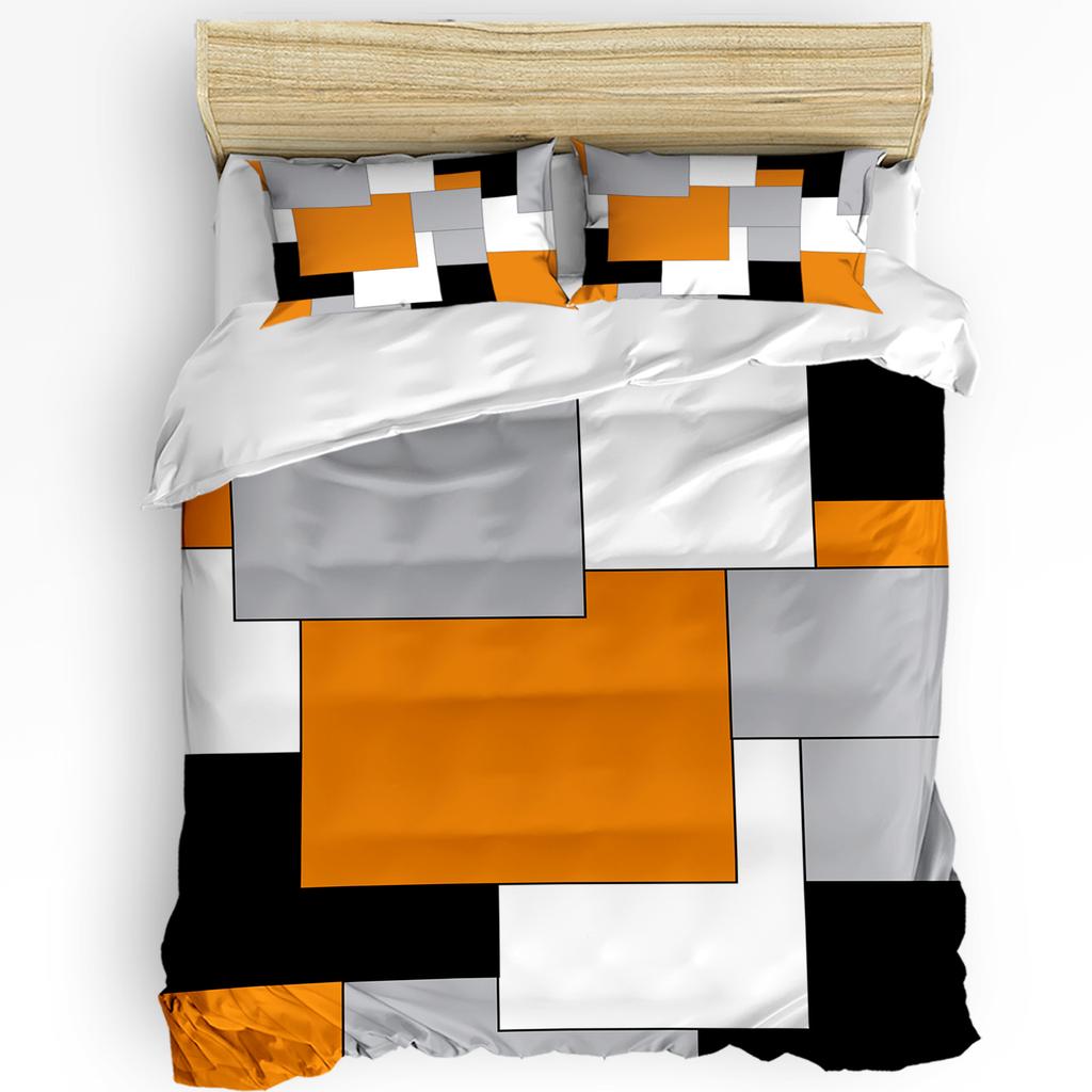 Желтый Серый Черный Лоскутное Абстрактное Искусство Средневековый Стиль Пододеяльник Наволочка Постельное Белье Пододеяльник Двуспальная Кровать Домашний Текстиль