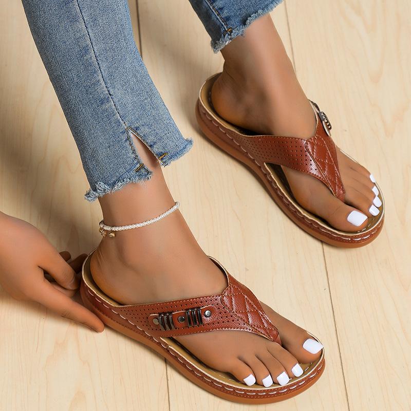 New Summer Slipper Non-Slip Cool Flip Flops Comfy Orthopedic Sandals Beach Slippers Peep Toe Sandalias for Woman Slides