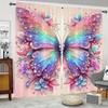 2Pcs- Elegant Colorful Butterfly-Printed Curtains, Pole Bag Curtains, Bedroom And Living Room, Home Decoration, Room Decoration