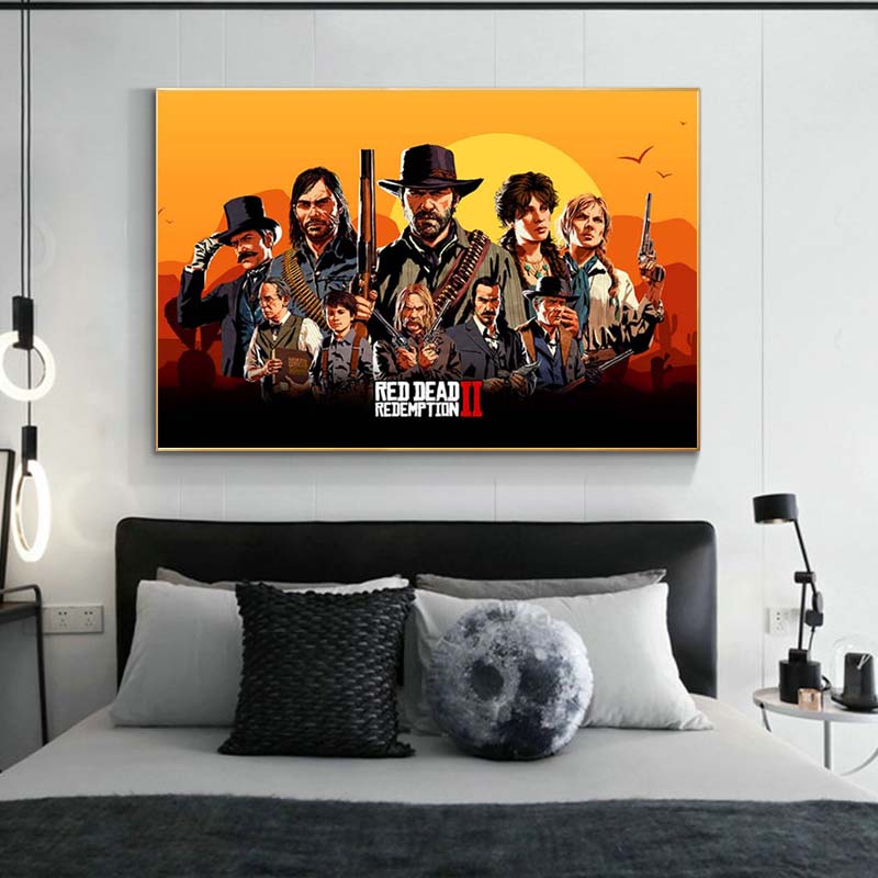 Постеры с фильмами Red Dead Redemption 2, холст, постеры, настенные художественные картины маслом на холсте, фотографии для украшения дома, гостиной