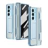 For Samsung Galaxy Z Fold 7 6Case Clear Electroplated Metal Lens Holder with Folding Hinge Tempered Film Optional Touch Pen Slot
