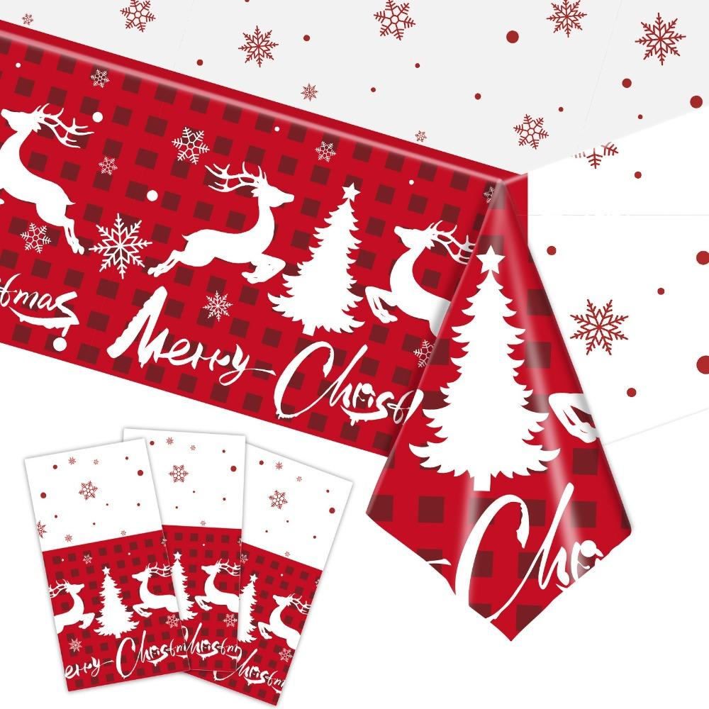 Пластиковые одноразовые скатерти Одноразовая скатерть Рождественская скатерть Новогодняя вечеринка