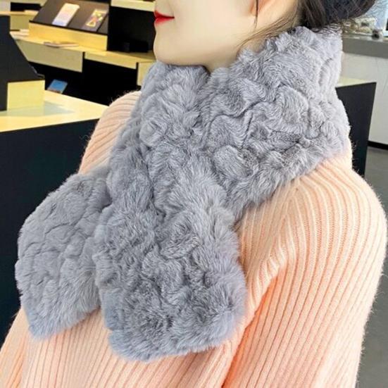 Winter Scarf Soft Imitation Rabbit Fur Solid Color Design Short Scarf Thickened Warm Plush Women Scarf Cold Weather Wear