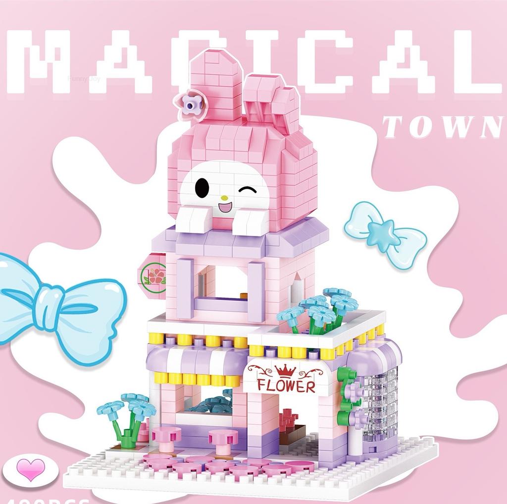 Cartoon Anime Blocks Kuromi My Melody Cinnamoroll Mouse Building Blocks Doll Toy Kids Birthday Gift