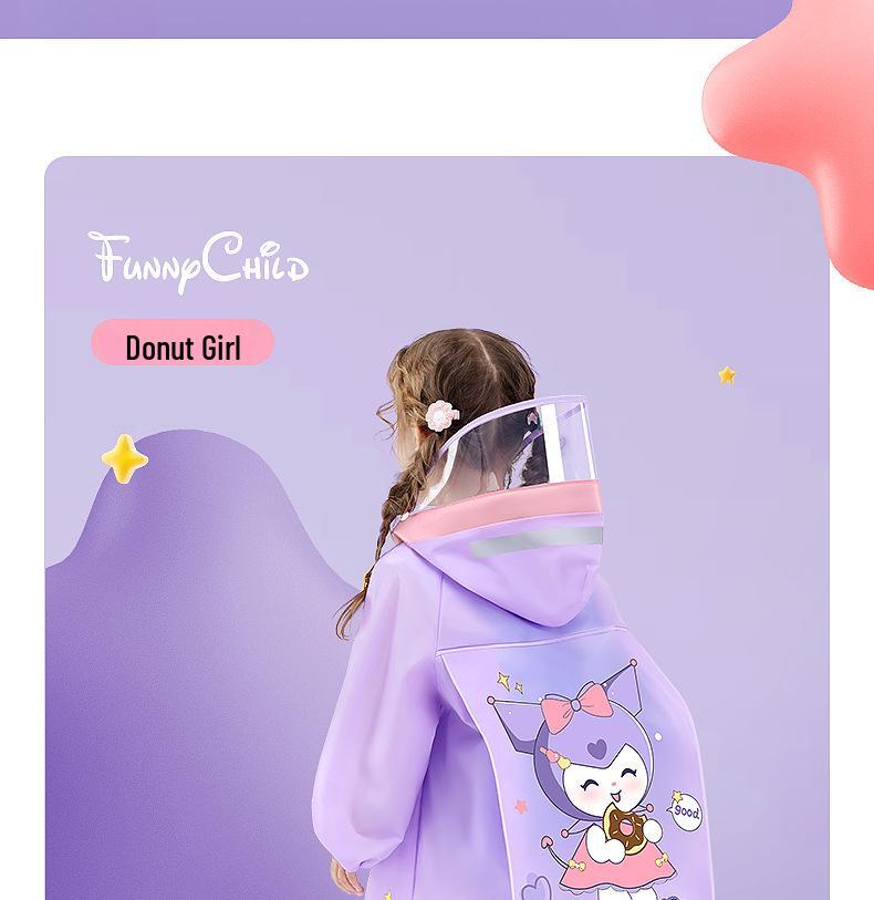 Детский плащ-пончо Bemei из ЭВА - Новый стиль для девочек, с местом для школьного рюкзака, цельный для детского сада и школы